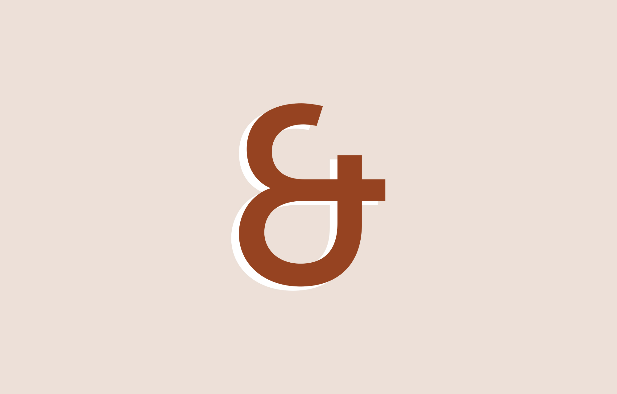 Stylized brown ampersand symbol